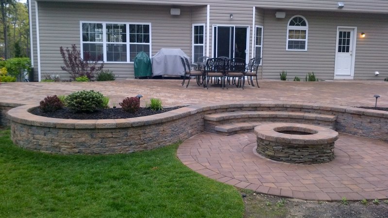 fire pit patio with steps