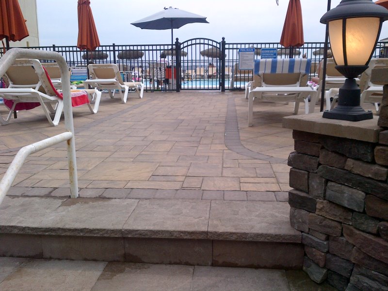 pool patio with cambridge pavers