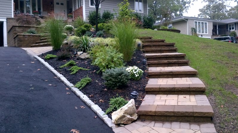 front yard stone staircase